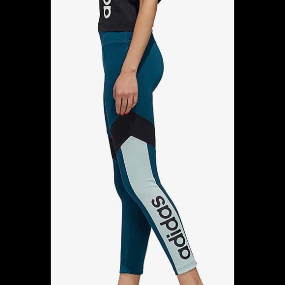 adidas Women's Designed 2 Move 7/8 Tights~ Color Tech Mineral/Black~ size XS. - Picture 2 of 7